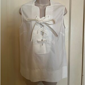 Derek Lam White Bow Sleeveless Blouse